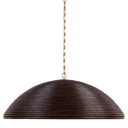 Visual Comfort Emerson 43" Wide Pendant Hand-Rubbed Antique Brass / Espresso Rattan