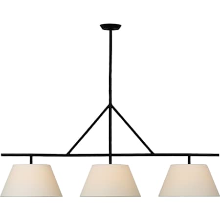Visual Comfort Collette 3 Light 58" Wide Linear Pendant Aged Iron