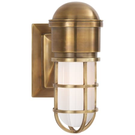 Visual Comfort Marine 10-1/2" High Wall Sconce with White Glass Shade Hand Rubbed Antique Brass