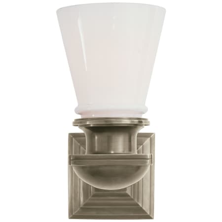 Visual Comfort New York Subway 5" Wide Bathroom Sconce with White Glass Shade Antique Nickel