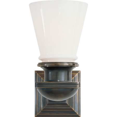 Visual Comfort New York Subway 5" Wide Bathroom Sconce with White Glass Shade Bronze