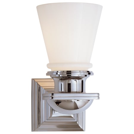 Visual Comfort New York Subway 5" Wide Bathroom Sconce with White Glass Shade Chrome