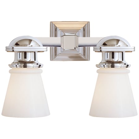 Visual Comfort New York Subway 14" Wide Bathroom Vanity Light with White Glass Shade Chrome
