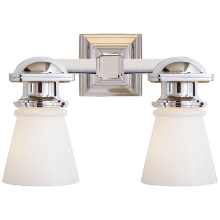 Visual Comfort New York Subway 14" Wide Bathroom Vanity Light with White Glass Shade Polished Nickel