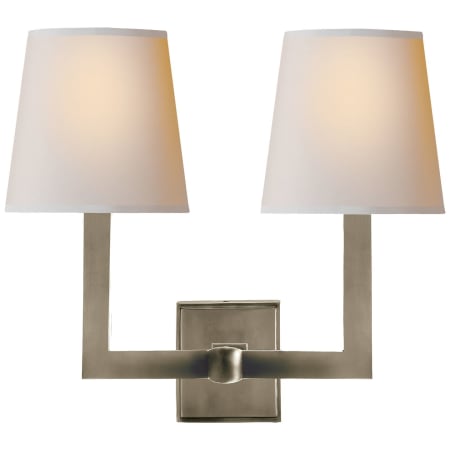 Visual Comfort Square Tube 15" Wide Wall Sconce with Natural Paper Shade Antique Nickel