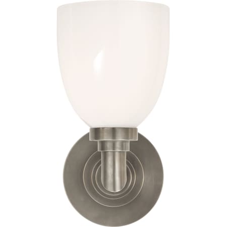 Visual Comfort Wilton Single Light 5" Wide Bathroom Sconce with White Glass Shade Antique Nickel