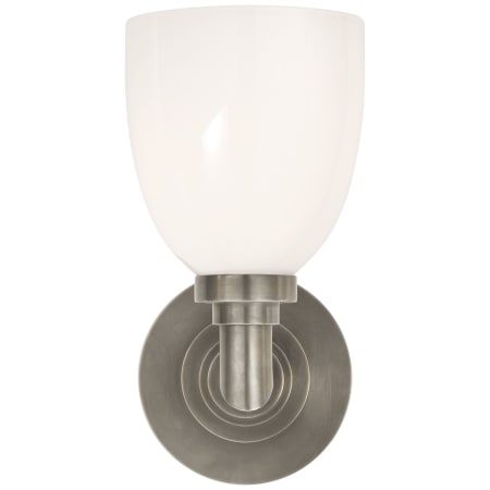 Visual Comfort Wilton Single Light 5" Wide Bathroom Sconce with White Glass Shade Antique Nickel