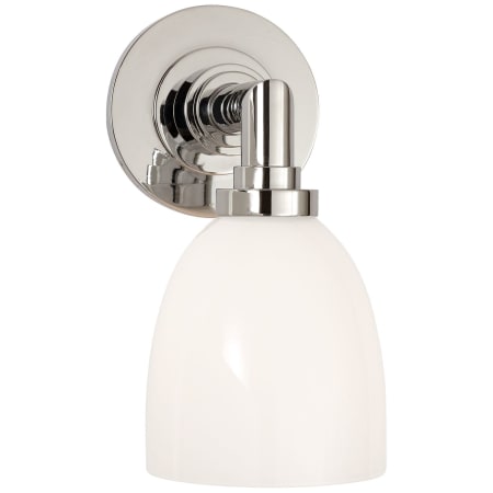 Visual Comfort Wilton Single Light 5" Wide Bathroom Sconce with White Glass Shade Polished Nickel