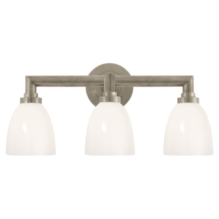 Visual Comfort Wilton 3 Light 21" Wide Bathroom Vanity Light with White Glass Shade Antique Nickel