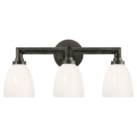 Visual Comfort Wilton 3 Light 21" Wide Bathroom Vanity Light with White Glass Shade Bronze