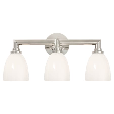 Visual Comfort Wilton 3 Light 21" Wide Bathroom Vanity Light with White Glass Shade Polished Nickel