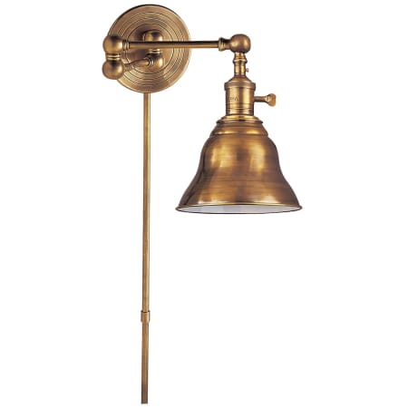 Visual Comfort Boston 13" High Plug-In Wall Sconce with Metal Shade Hand Rubbed Antique Brass