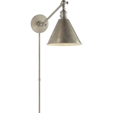 Visual Comfort Boston 11" Tall Functional Single Arm Hardwired or Plug-In Wall Sconce Antique Nickel