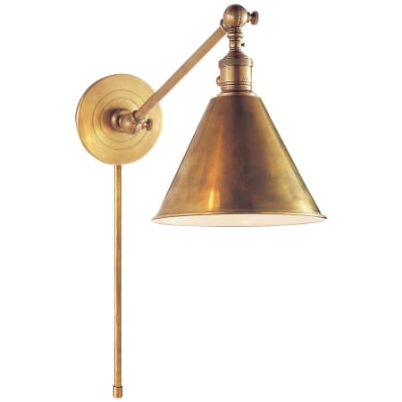 Visual Comfort Boston 11" Tall Functional Single Arm Hardwired or Plug-In Wall Sconce Hand Rubbed Antique Brass