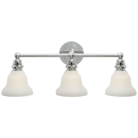 Visual Comfort Boston 3 Light 23" Wide Bathroom Vanity Light with White Glass Shade Chrome
