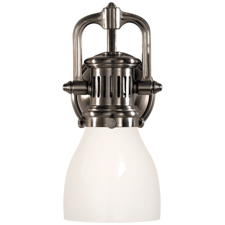 Visual Comfort Yoke 10-1/4" High Wall Sconce with White Glass Shade Antique Nickel