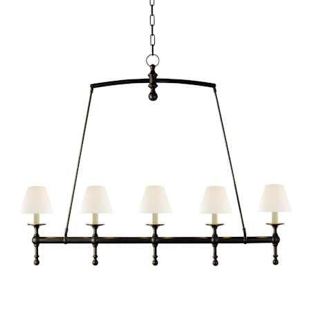 Visual Comfort Classic 5 Light 45" Wide Linear Chandelier Bronze