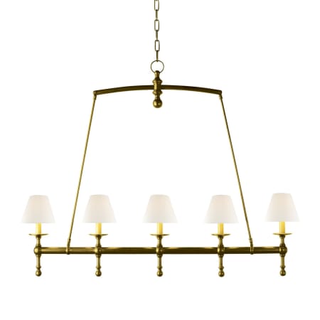 Visual Comfort Classic 5 Light 45" Wide Linear Chandelier Hand-Rubbed Antique Brass