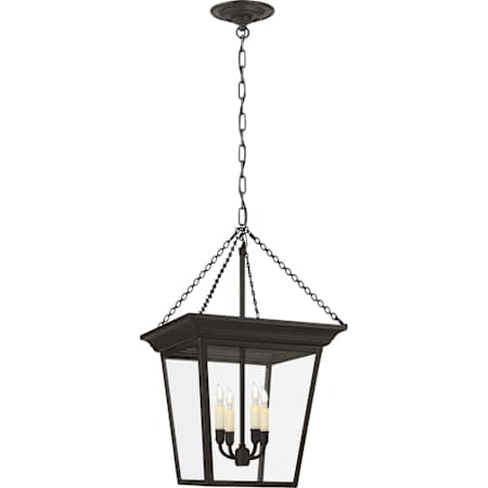 Visual Comfort Cornice 15" Small Lantern with Clear Glass Light by E. F. Chapman Blackened Rust