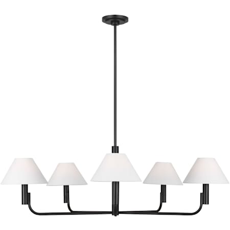 Visual Comfort Colfax 5 Light 41" Wide Chandelier with Linen Shades Aged Iron