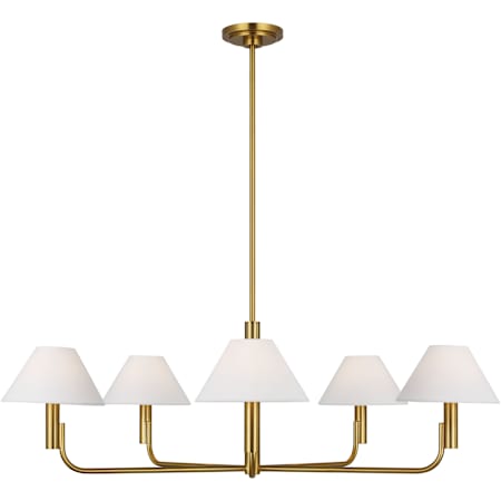 Visual Comfort Colfax 5 Light 41" Wide Chandelier with Linen Shades Burnished Brass
