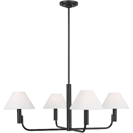 Visual Comfort Colfax 4 Light 35" Wide Chandelier with Linen Shades Aged Iron