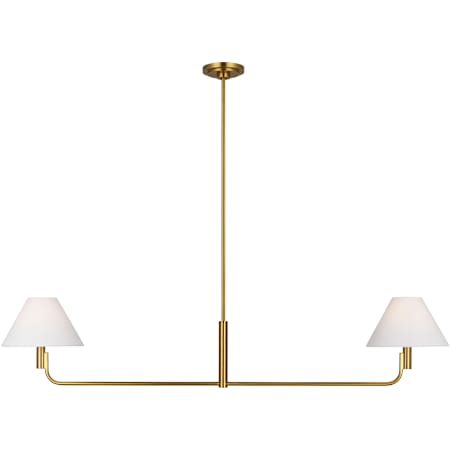 Visual Comfort Colfax 2 Light 55" Wide Linear Chandelier with Linen Shades Burnished Brass