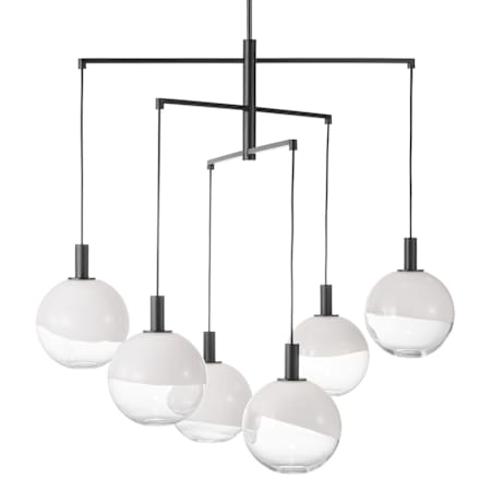Visual Comfort Torian 6 Light 40" Wide Chandelier with Milk / Clear Glass Shades Aged Iron