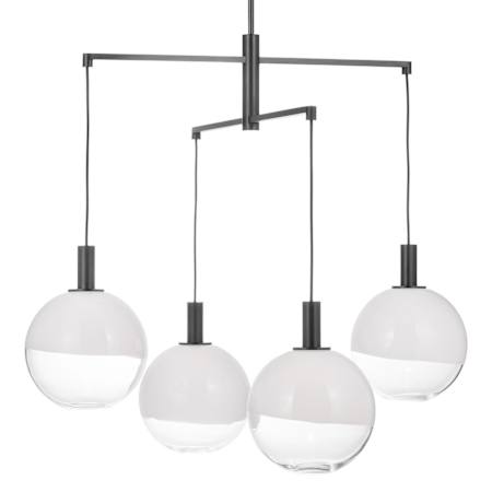 Visual Comfort Torian 4 Light 33" Wide Chandelier with Milk / Clear Glass Shades Aged Iron