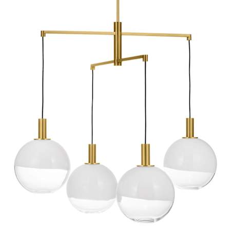 Visual Comfort Torian 4 Light 33" Wide Chandelier with Milk / Clear Glass Shades Burnished Brass