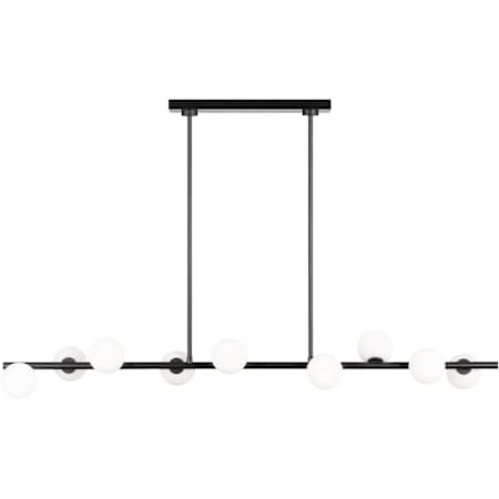 Visual Comfort Altair 9 Light 49" Wide Abstract Chandelier with Milk Glass Shades Aged Iron