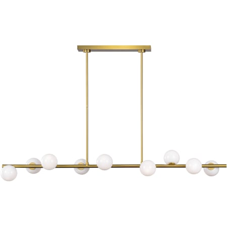 Visual Comfort Altair 9 Light 49" Wide Abstract Chandelier with Milk Glass Shades Burnished Brass