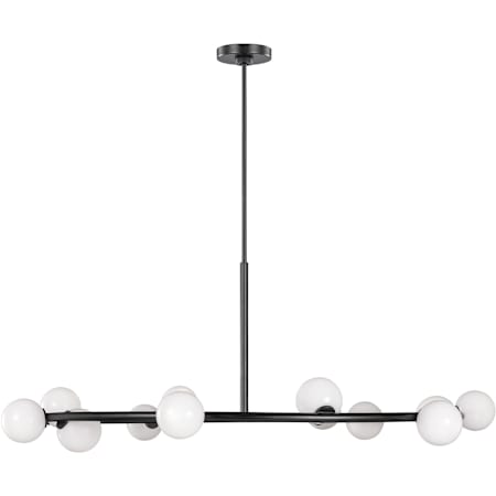Visual Comfort Altair 12 Light 44" Wide Abstract Chandelier with Milk Glass Shades Aged Iron