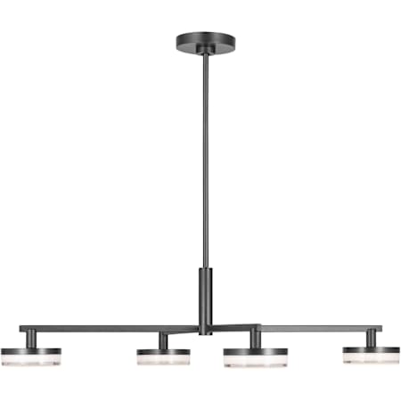 Visual Comfort Khan 45" Wide LED Chandelier with Clear Glass Shades Aged Iron