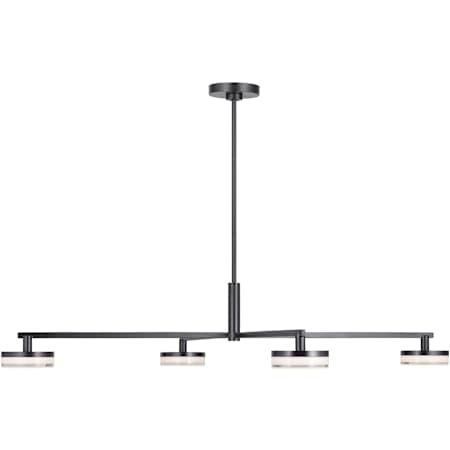 Visual Comfort Khan 34" Wide LED Chandelier with Clear Glass Shades Aged Iron