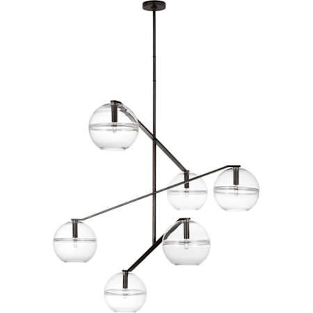 Visual Comfort Lowing 6 Light 49" Wide Chandelier Blackened Forged