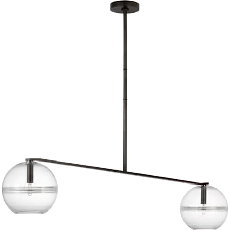 Visual Comfort Lowing 2 Light 59" Wide Linear Chandelier Blackened Forged
