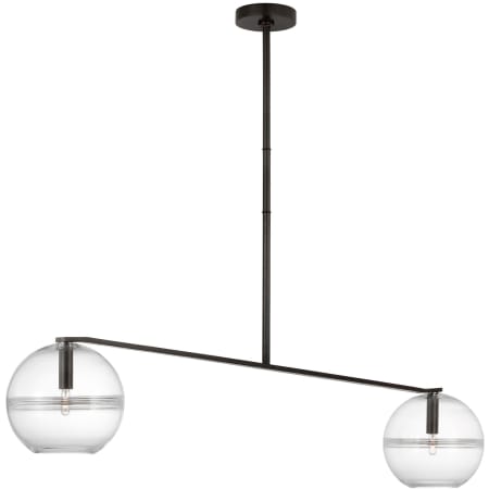 Visual Comfort Lowing 2 Light 59" Wide Linear Chandelier Blackened Forged