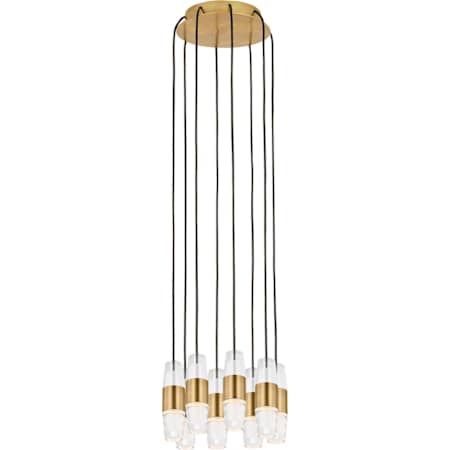 Visual Comfort Lassell 11" Wide LED Crystal Chandelier - 2700K, 90 CRI, 1824 Lumens Natural Brass