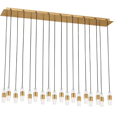Visual Comfort Lassell 18 Light 45" Wide LED Crystal Linear Chandelier Natural Brass