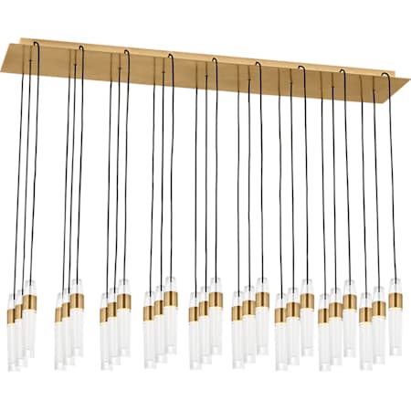 Visual Comfort Lassell 45" Wide LED Crystal Linear Chandelier - 2700K, 90 CRI, 12312 Lumens Natural Brass