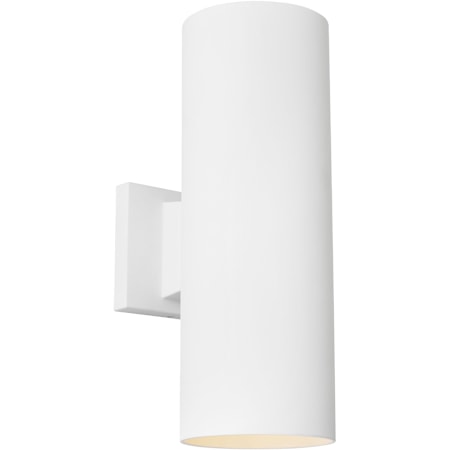 Visual Comfort Outdoor Cylinders 2 Light 14" Tall Outdoor Wall Sconce with Durable StoneStrong Shade Outdoor Textured White