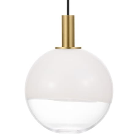 Visual Comfort Torian 9" Wide Mini Pendant with Milk / Clear Glass Shade Burnished Brass