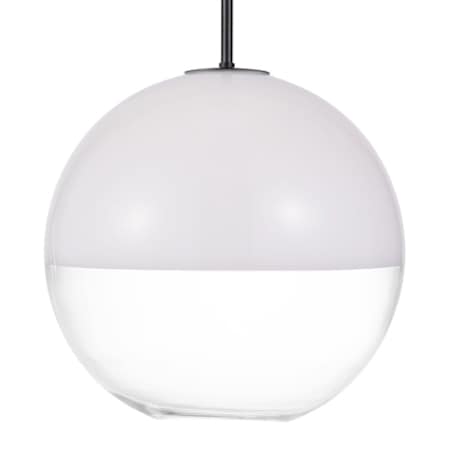 Visual Comfort Torian 14" Wide Pendant with Milk / Clear Glass Shade Aged Iron