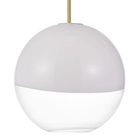 Visual Comfort Torian 14" Wide Pendant with Milk / Clear Glass Shade Burnished Brass