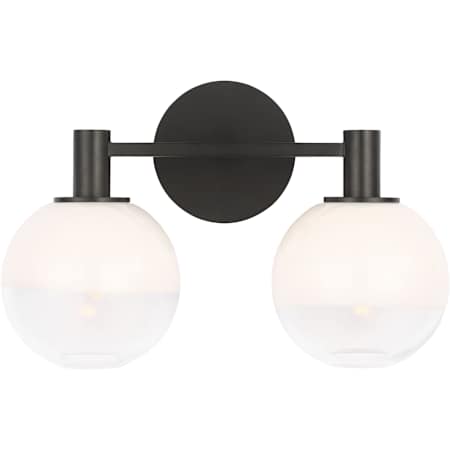 Visual Comfort Torian 2 Light 15" Wide Vanity Light with Milk / Clear Glass Shades Aged Iron