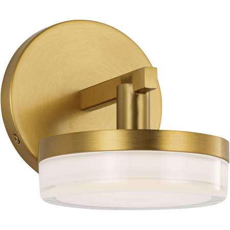 Visual Comfort Khan 5" Tall LED Bathroom Sconce with Clear Glass Shades Burnished Brass