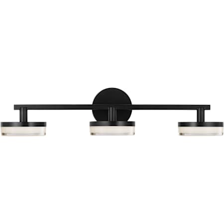 Visual Comfort Khan 3 Light 24" Wide LED Vanity Light with Clear Glass Shades Aged Iron