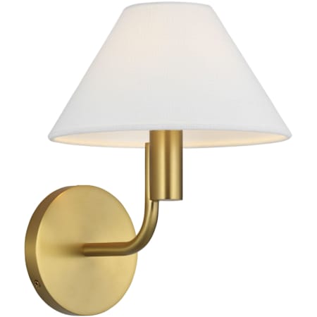 Visual Comfort Colfax 10" Tall Bathroom Sconce with Linen Shade Burnished Brass