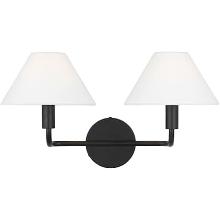 Visual Comfort Colfax 2 Light 19" Wide Vanity Light with Linen Shades Aged Iron